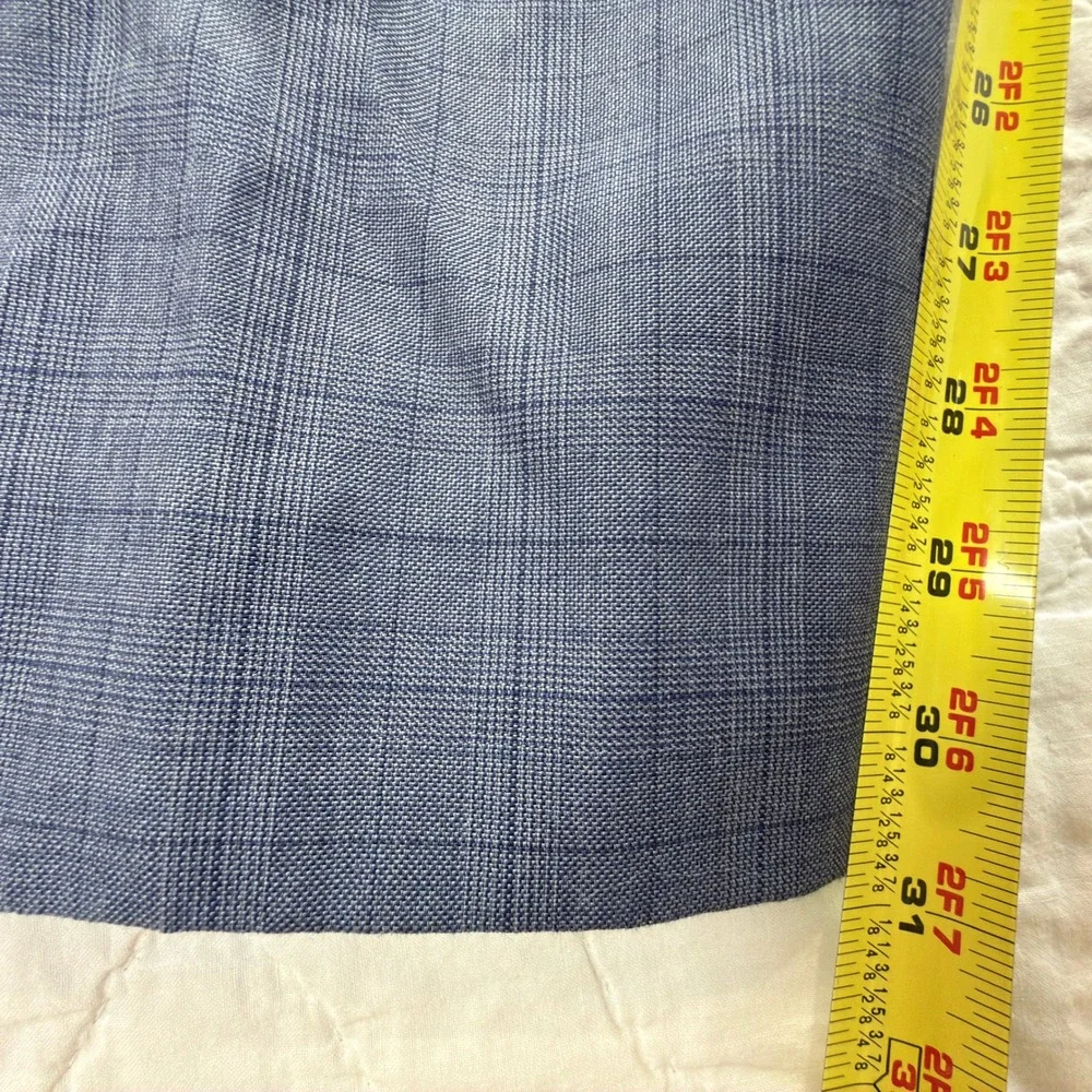 Banana Republic Mens Blue Gray Plaid Wool Pants 34x32 Office Quiet Luxury